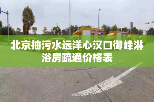 北京抽污水远洋心汉口御峰淋浴房疏通价格表
