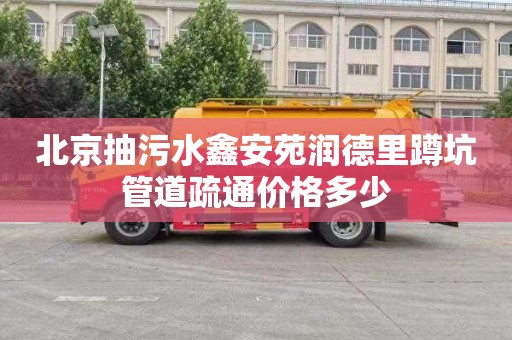 北京抽污水鑫安苑润德里蹲坑管道疏通价格多少