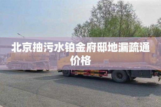 北京抽污水铂金府邸地漏疏通价格
