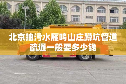 北京抽污水雁鸣山庄蹲坑管道疏通一般要多少钱