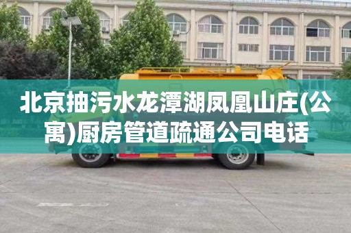北京抽污水龙潭湖凤凰山庄(公寓)厨房管道疏通公司电话