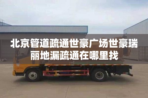 北京管道疏通世豪广场世豪瑞丽地漏疏通在哪里找