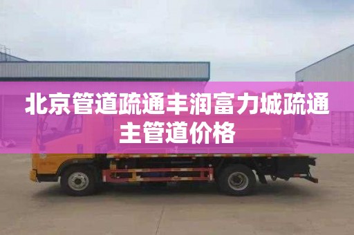 北京管道疏通丰润富力城疏通主管道价格