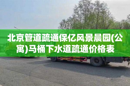 北京管道疏通保亿风景晨园(公寓)马桶下水道疏通价格表