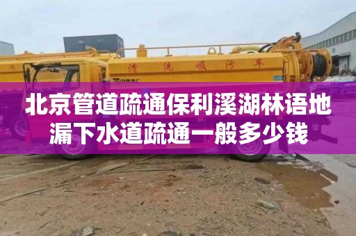 北京管道疏通保利溪湖林语地漏下水道疏通一般多少钱