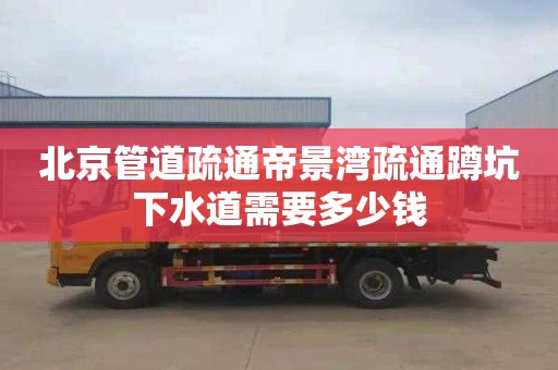 北京管道疏通帝景湾疏通蹲坑下水道需要多少钱
