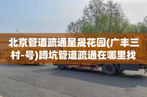 北京管道疏通星晟花园(广丰三村-号)蹲坑管道疏通在哪里找