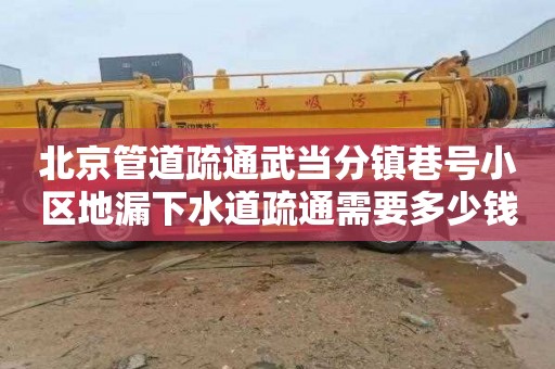 北京管道疏通武当分镇巷号小区地漏下水道疏通需要多少钱