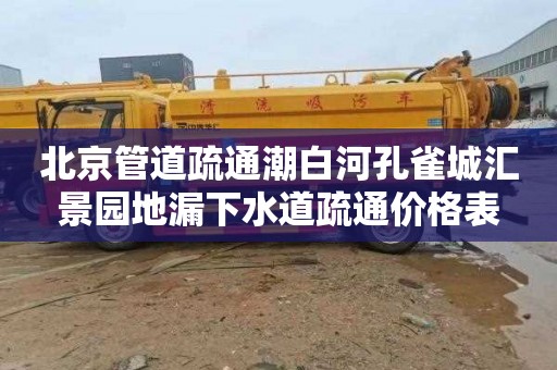 北京管道疏通潮白河孔雀城汇景园地漏下水道疏通价格表