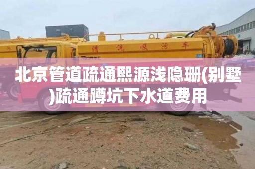 北京管道疏通熙源浅隐珊(别墅)疏通蹲坑下水道费用