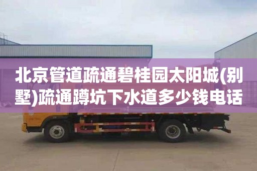 北京管道疏通碧桂园太阳城(别墅)疏通蹲坑下水道多少钱电话