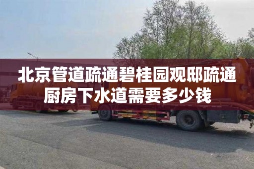 北京管道疏通碧桂园观邸疏通厨房下水道需要多少钱