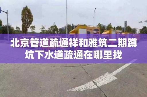 北京管道疏通祥和雅筑二期蹲坑下水道疏通在哪里找