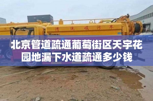 北京管道疏通葡萄街区天宇花园地漏下水道疏通多少钱