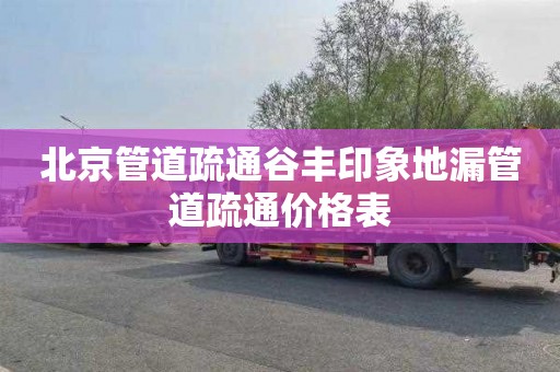 北京管道疏通谷丰印象地漏管道疏通价格表