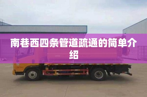 南巷西四条管道疏通的简单介绍