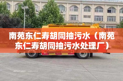南苑东仁寿胡同抽污水（南苑东仁寿胡同抽污水处理厂）
