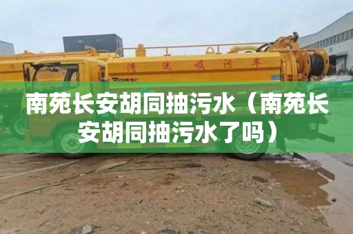 南苑长安胡同抽污水（南苑长安胡同抽污水了吗）