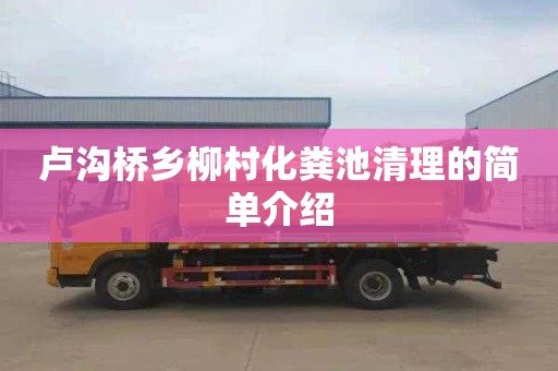 卢沟桥乡柳村化粪池清理的简单介绍
