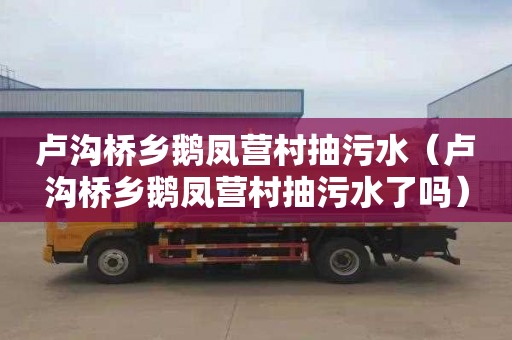 卢沟桥乡鹅凤营村抽污水（卢沟桥乡鹅凤营村抽污水了吗）