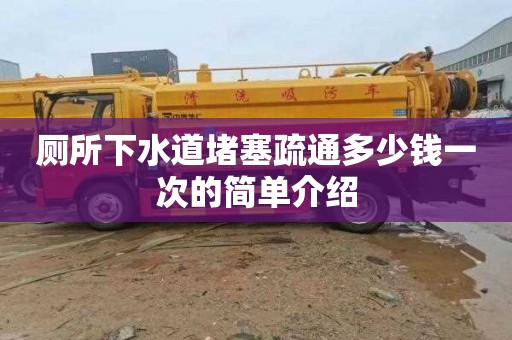 厕所下水道堵塞疏通多少钱一次的简单介绍