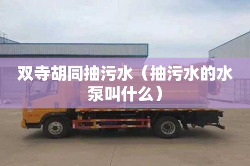 双寺胡同抽污水（抽污水的水泵叫什么）