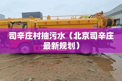 司辛庄村抽污水（北京司辛庄最新规划）
