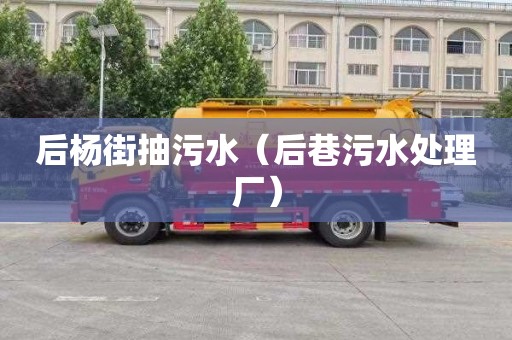 后杨街抽污水（后巷污水处理厂）