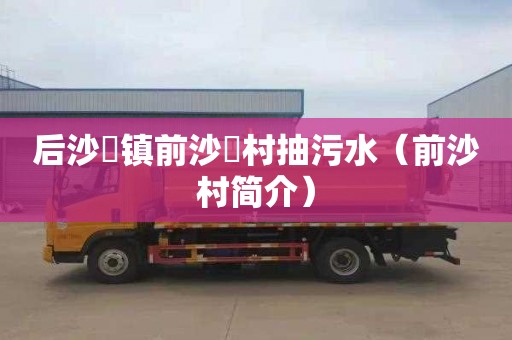 后沙硲镇前沙硲村抽污水（前沙村简介）