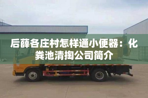 后薛各庄村怎样通小便器：化粪池清掏公司简介