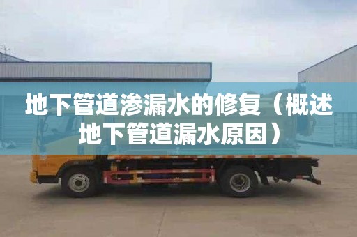 地下管道渗漏水的修复（概述地下管道漏水原因）