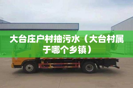 大台庄户村抽污水（大台村属于哪个乡镇）