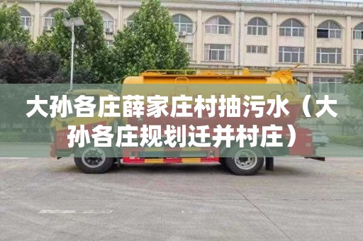 大孙各庄薛家庄村抽污水（大孙各庄规划迁并村庄）