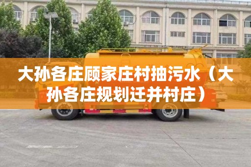 大孙各庄顾家庄村抽污水（大孙各庄规划迁并村庄）