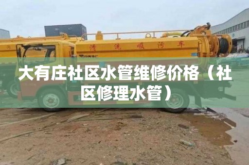 大有庄社区水管维修价格（社区修理水管）
