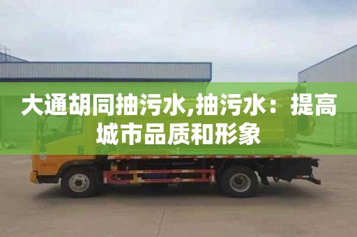 大通胡同抽污水,抽污水：提高城市品质和形象