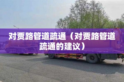 对贾路管道疏通（对贾路管道疏通的建议）