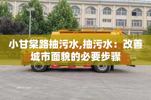 小甘棠路抽污水,抽污水：改善城市面貌的必要步骤