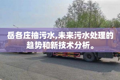 岳各庄抽污水,未来污水处理的趋势和新技术分析。
