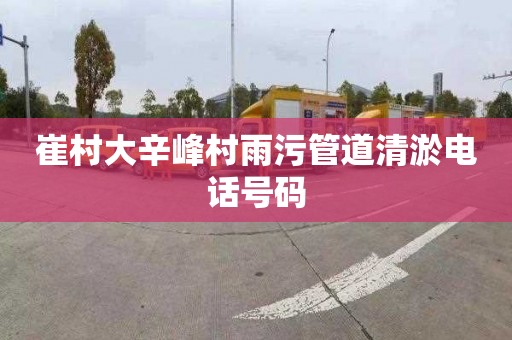 崔村大辛峰村雨污管道清淤电话号码