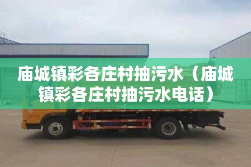 庙城镇彩各庄村抽污水（庙城镇彩各庄村抽污水电话）