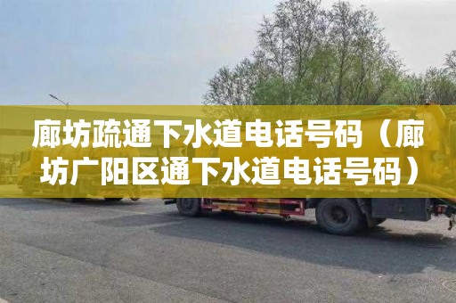 廊坊疏通下水道电话号码（廊坊广阳区通下水道电话号码）