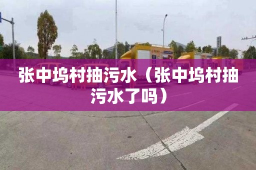 张中坞村抽污水（张中坞村抽污水了吗）