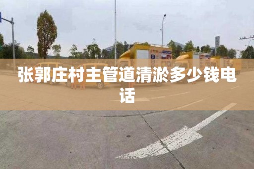 张郭庄村主管道清淤多少钱电话