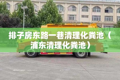 排子房东路一巷清理化粪池（浦东清理化粪池）