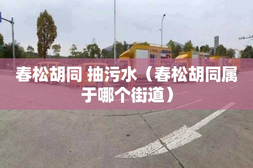 春松胡同 抽污水（春松胡同属于哪个街道）