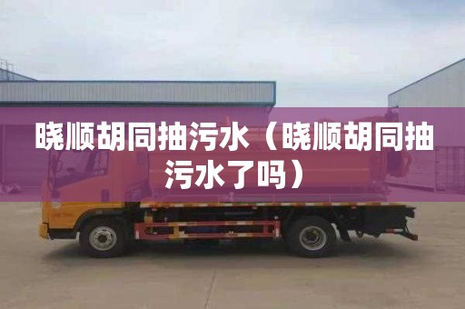 晓顺胡同抽污水（晓顺胡同抽污水了吗）