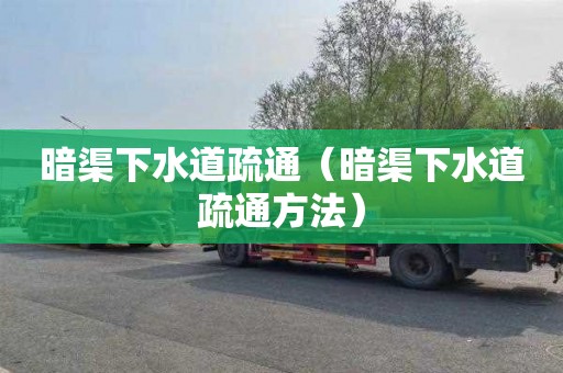 暗渠下水道疏通（暗渠下水道疏通方法）