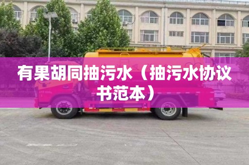 有果胡同抽污水（抽污水协议书范本）