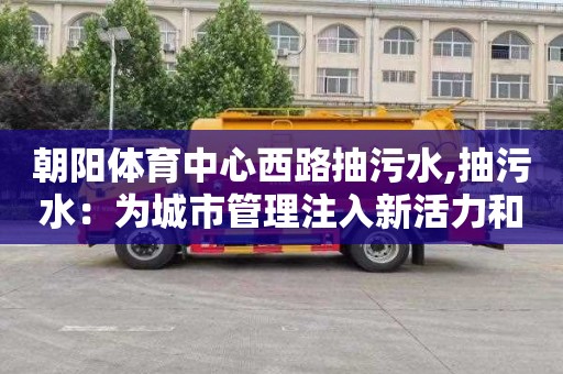 朝阳体育中心西路抽污水,抽污水：为城市管理注入新活力和新思路
